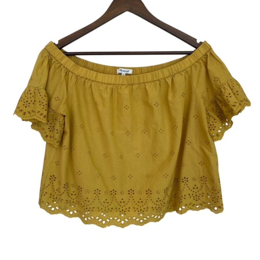 Madewell Mustard Off The Shoulders Eyelet Blouse - XL